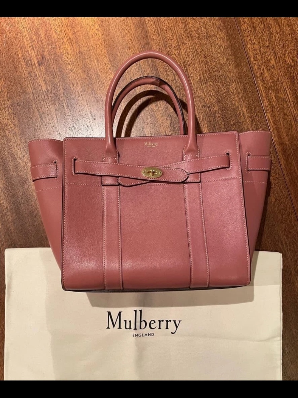 Mulberry Dusty Rose Leather Tote with Turn-Lock